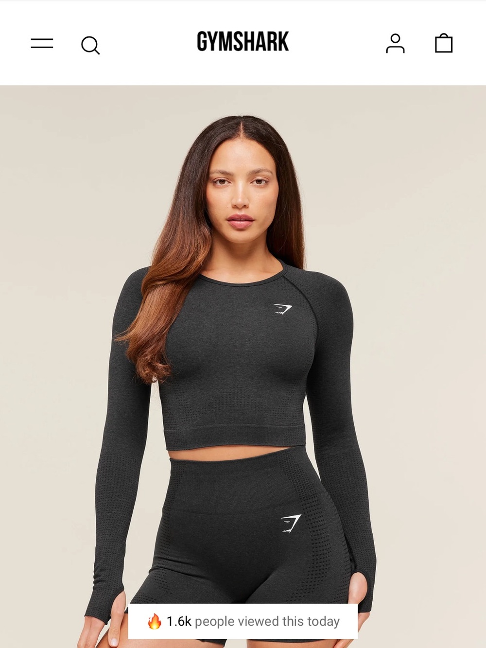 Gymshark Vital Seamless 2.0 Long Sleeve Crop Top & Legging Set - Dark Green Mark